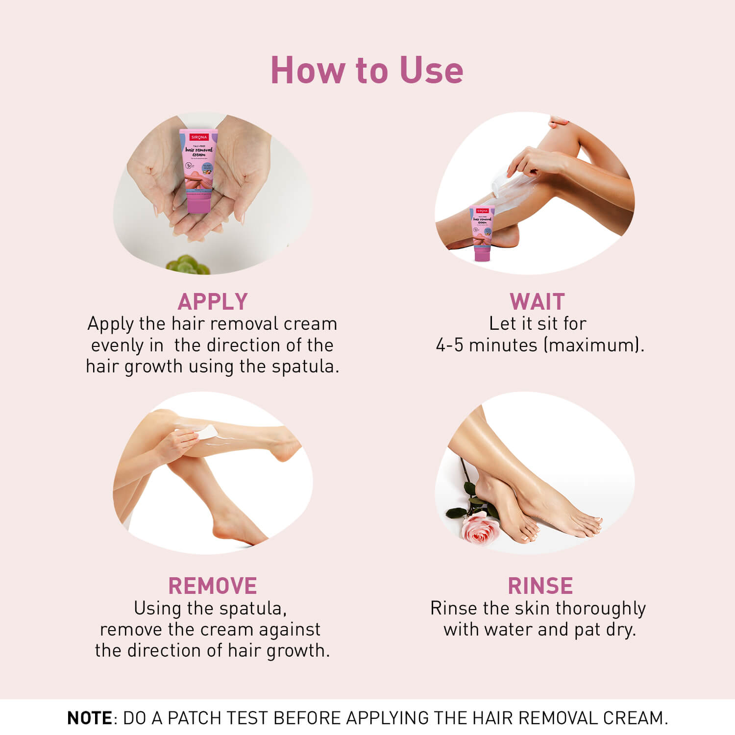 Sirona Talc Free Hair Removal Cream for Dry & Sensitive Skin | Enriched with Shea Butter, Aloe Vera & Vitamin E, Hair Removal Cream for Bikini Line, Underarm, Legs - 50gm