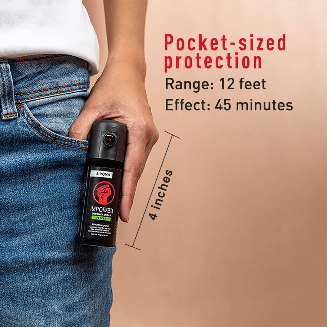 Sirona IMPOWER Self Defence Pepper Spray for Woman | 12 Feet Range, Effect for 45 Mins, Non-Toxic, Pocket Size, One Hand Use, Easy-to-Carry - (55ml)