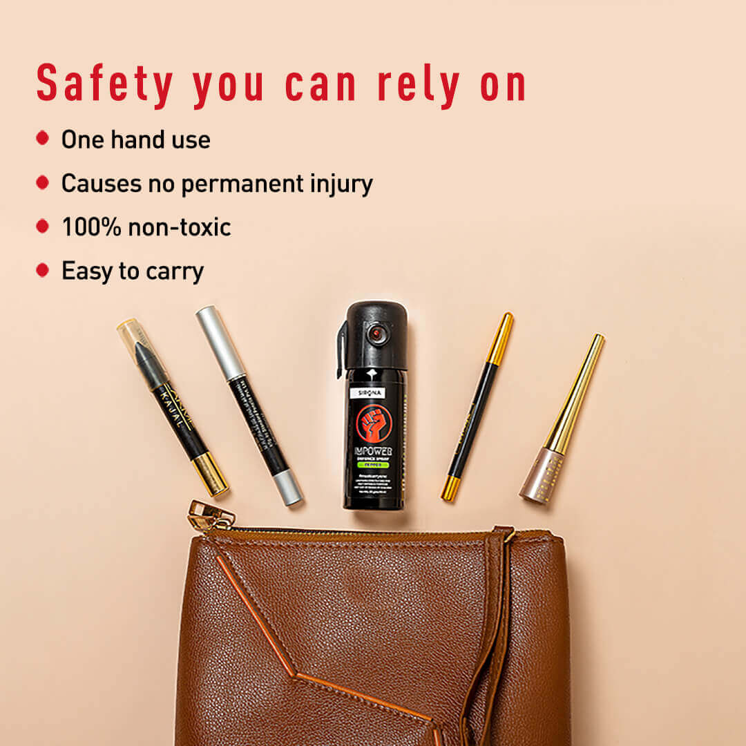Sirona IMPOWER Self Defence Pepper Spray for Woman | 12 Feet Range, Effect for 45 Mins, Non-Toxic, Pocket Size, One Hand Use, Easy-to-Carry - (55ml)
