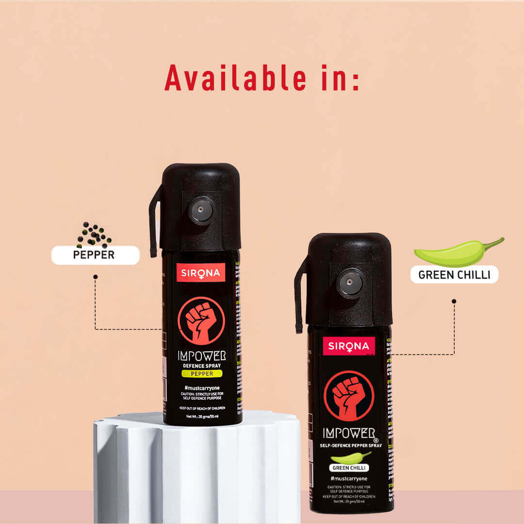 Sirona IMPOWER Self Defence Pepper Spray for Woman | 12 Feet Range, Effect for 45 Mins, Non-Toxic, Pocket Size, One Hand Use, Easy-to-Carry - (55ml)