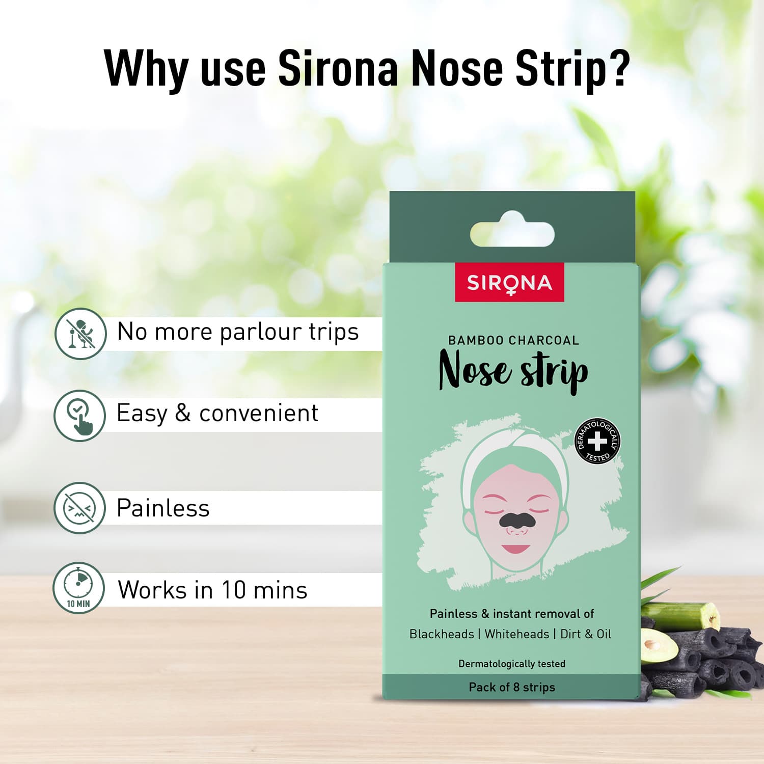 Bamboo Charcoal Nose Strips ( 1 Pack of 8 )