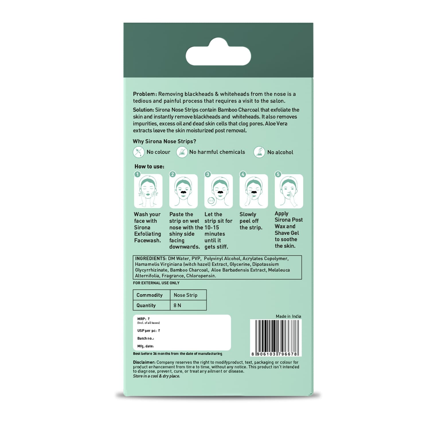 Bamboo Charcoal Nose Strips ( 1 Pack of 8 )