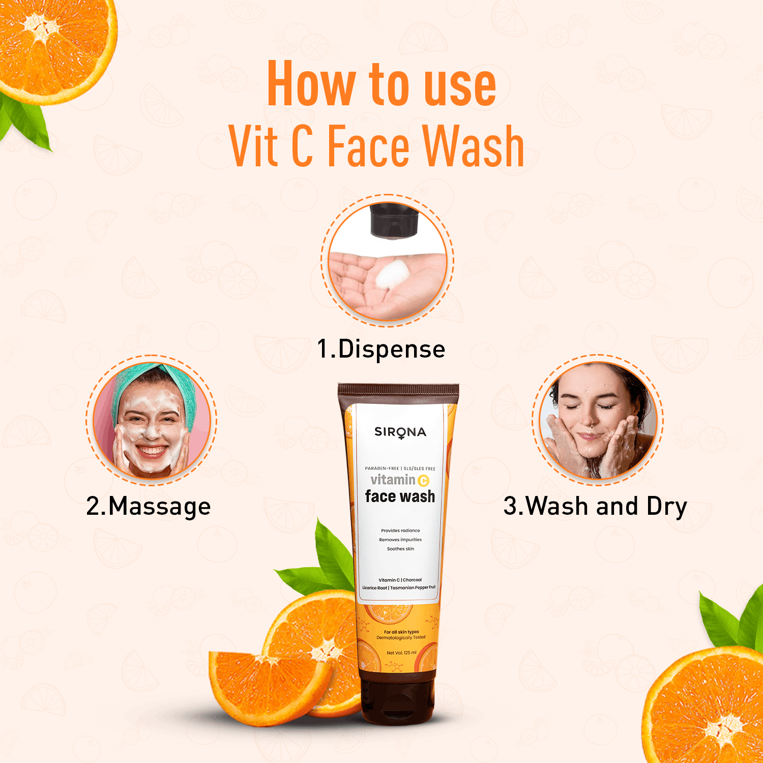 Sirona Revive and Brighten duo - Body Wash & Face Wash, Vitamin C Personal Care Combo For All Skin Types, Removes Impurities, Enhance Radiance