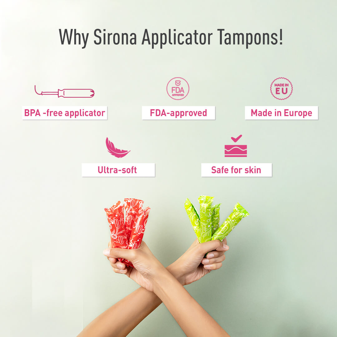 Sirona Applicator Tampons for Super Plus Heavy Flow, Ultra Soft Tampons, Leakage Proof, BPA Free, FDA Approved - (16 Pcs)