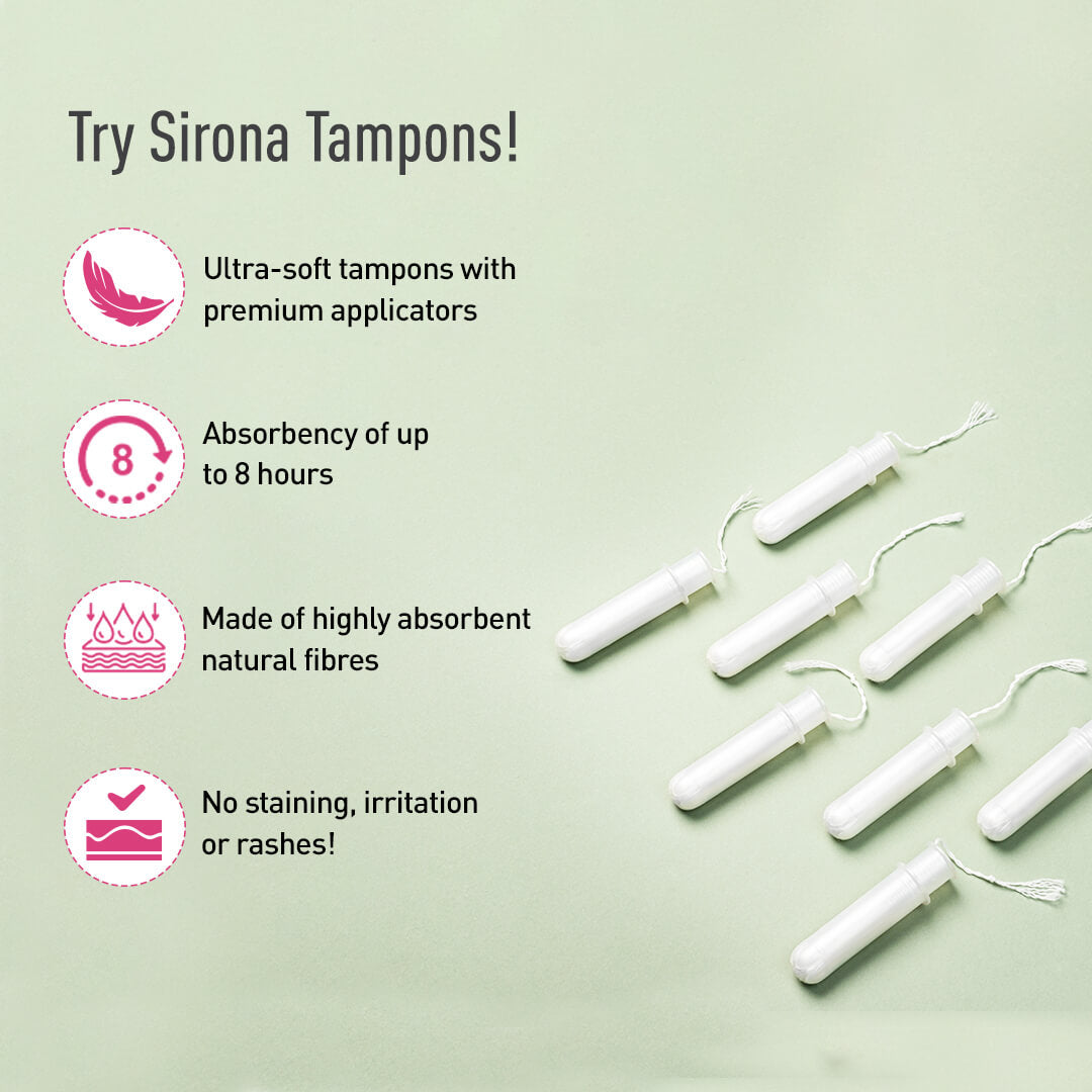 Sirona Applicator Tampons for Super Plus Heavy Flow, Ultra Soft Tampons, Leakage Proof, BPA Free, FDA Approved - (16 Pcs)