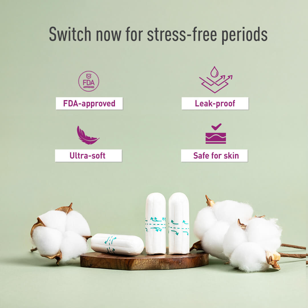 Sirona Non-applicator Tampons for Super Plus Heavy Flow , Ultra Soft Tampons, Rash-Free, Stain-Free, Odour-Free, Leakage Free, FDA Approved - (20 Pcs)