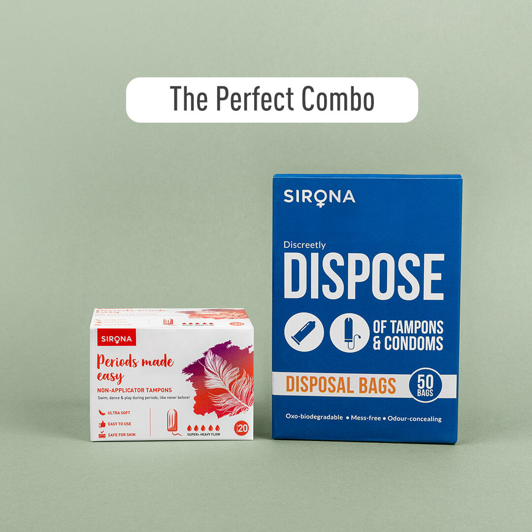 Sirona Non-applicator Tampons for Super Plus Heavy Flow , Ultra Soft Tampons, Rash-Free, Stain-Free, Odour-Free, Leakage Free, FDA Approved - (20 Pcs)