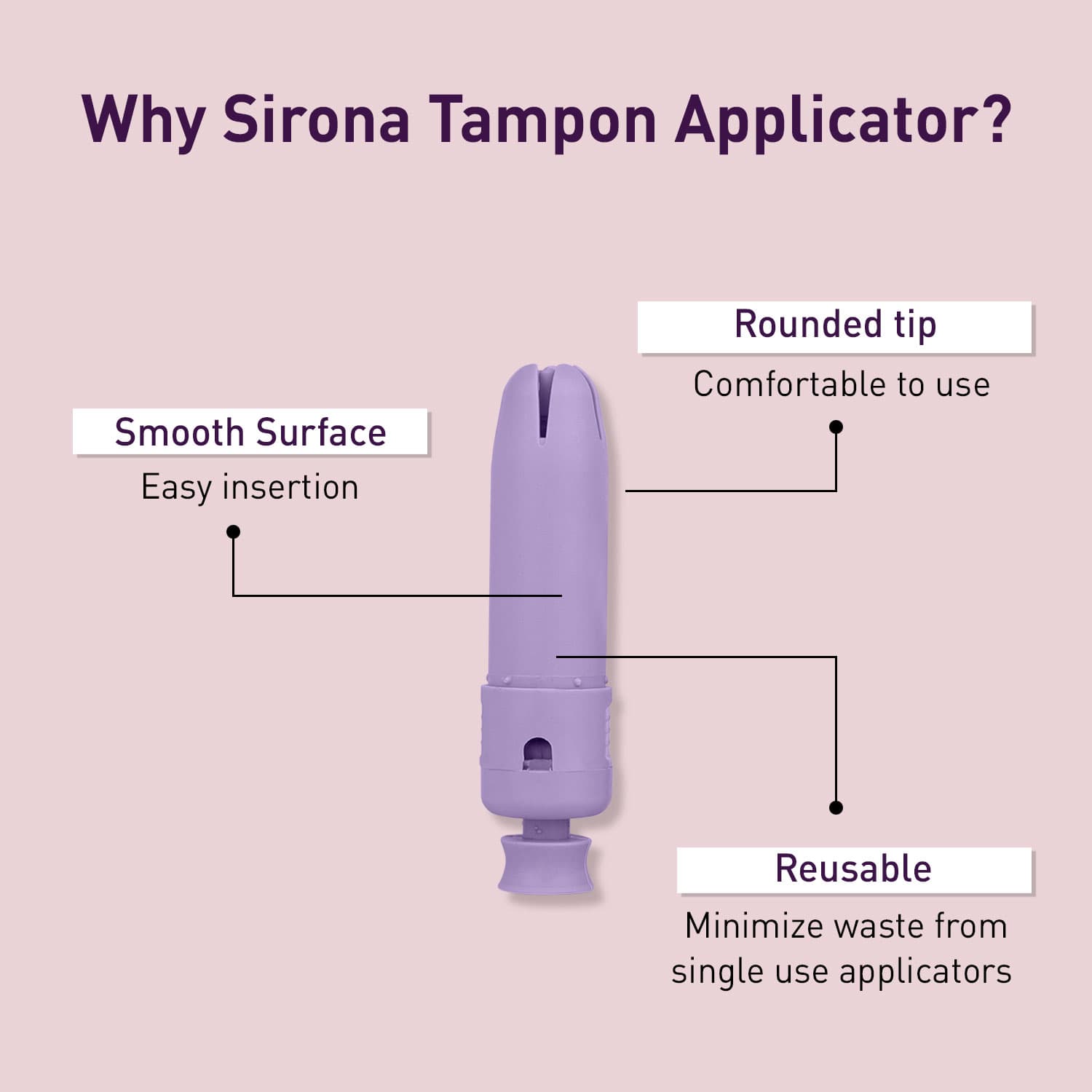 Sirona Reusable Applicator For Tampons | Easy to Use Applicator for Tampon, Hygienic & Reduce Waste, BPA & Phthalates Free, FDA Approved Tampons