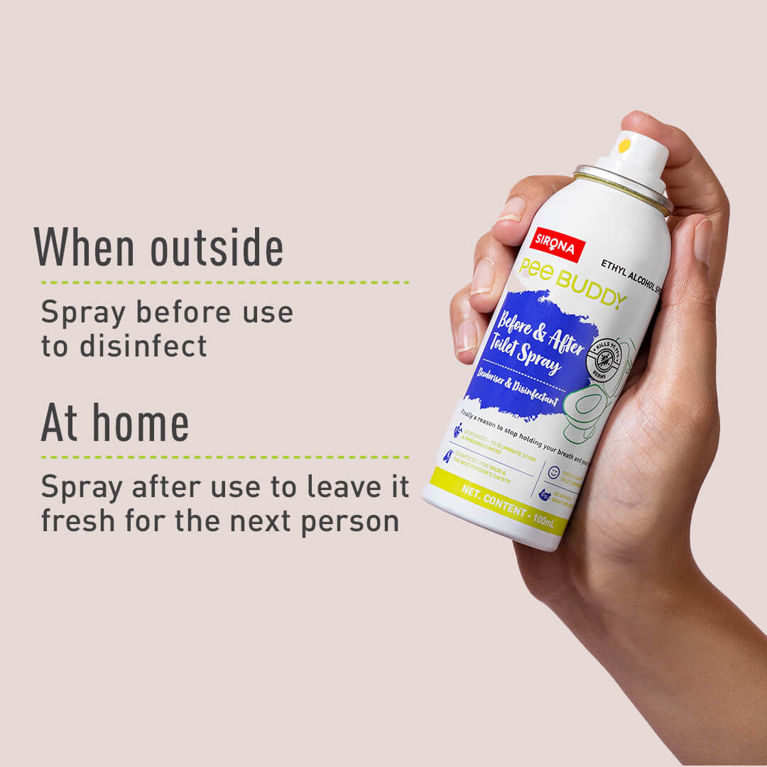 PeeBuddy Odour & Germs Eliminating Before & After Toilet Spray, Deodorizer and Disinfectant, Kills 99.9% Germs, Vanilla Fragrance - 100ml