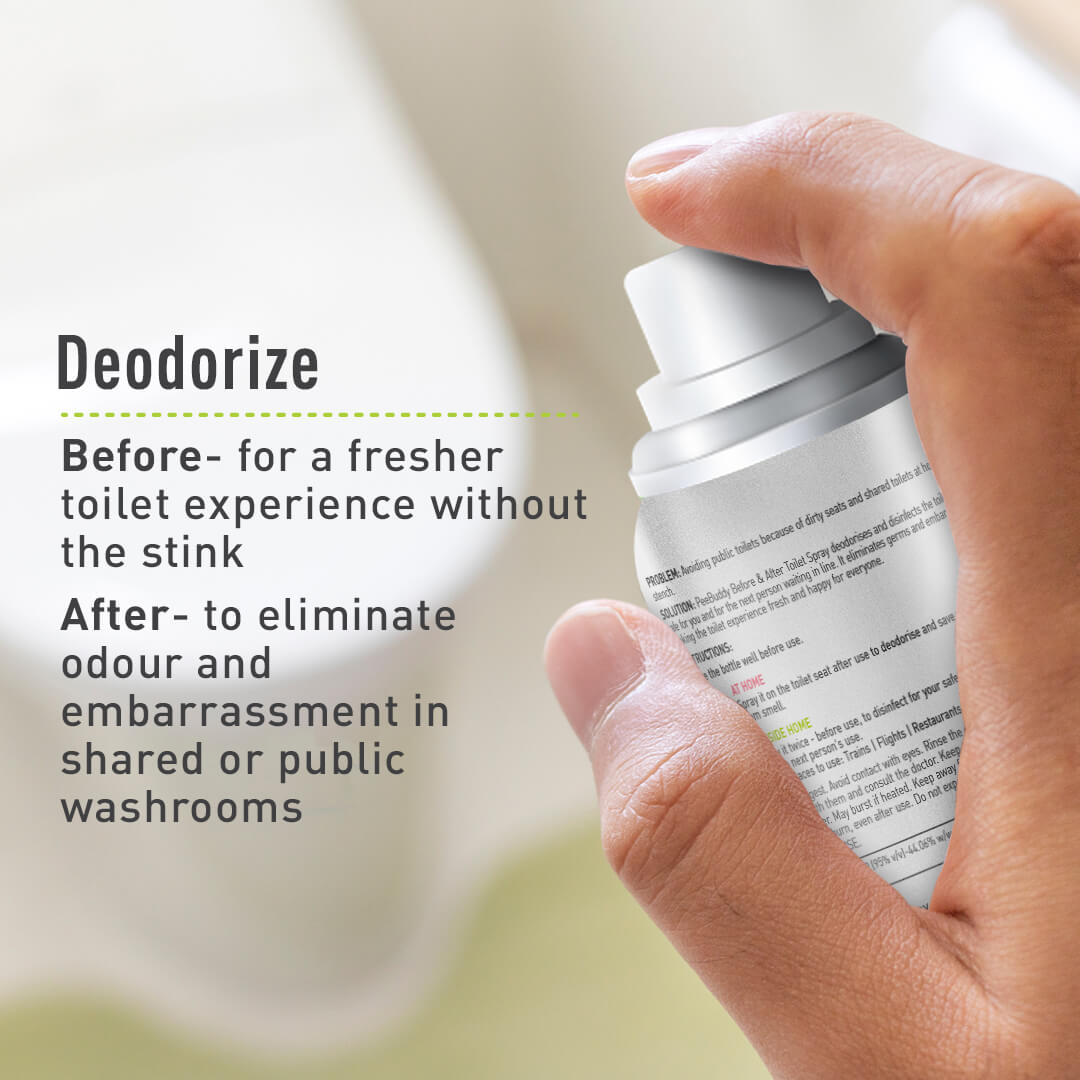 PeeBuddy Odour & Germs Eliminating Before & After Toilet Spray, Deodorizer and Disinfectant, Kills 99.9% Germs, Vanilla Fragrance - 100ml