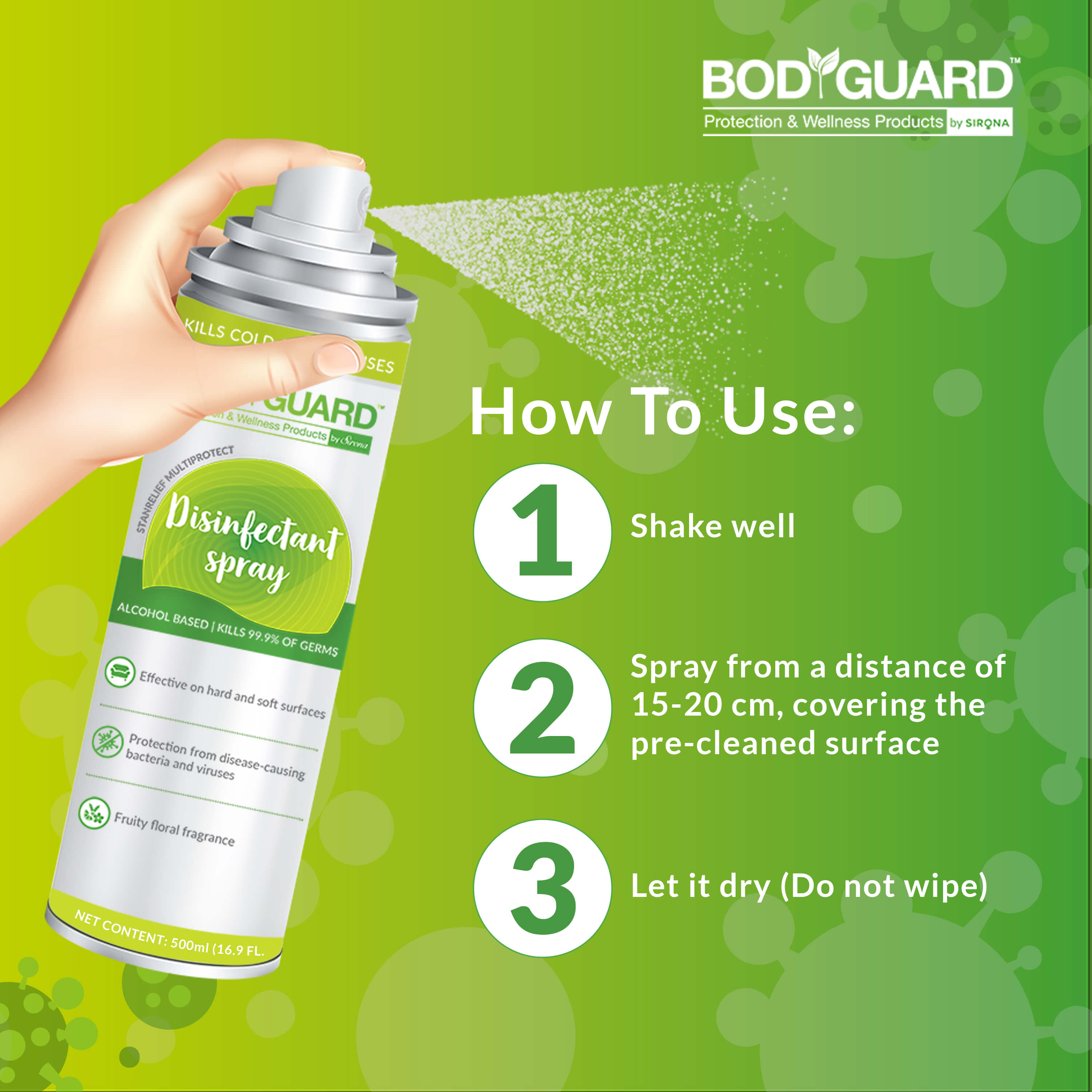 Surface Disinfectant Spray Sanitizer Trio - Protection from Disease Causing Germs, Hard and Soft Surfaces, Floral Fragrance - 300 ml Each