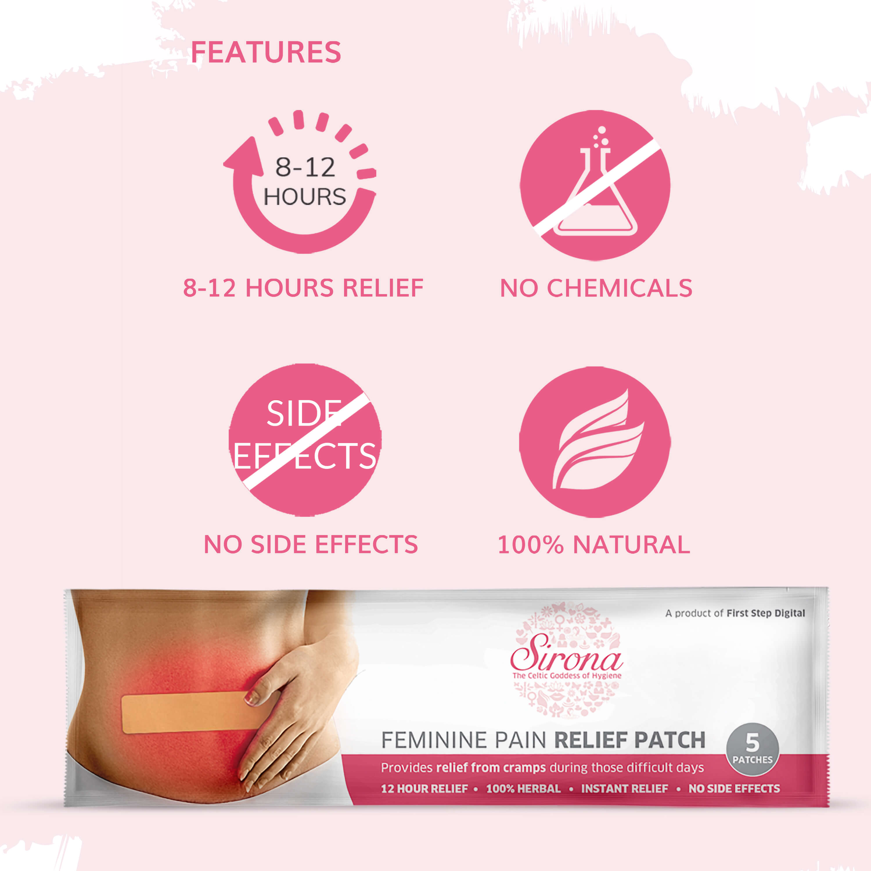 Period Comfort Kit - Pain Patch , Intimate Wash (200ml), Rash Cream