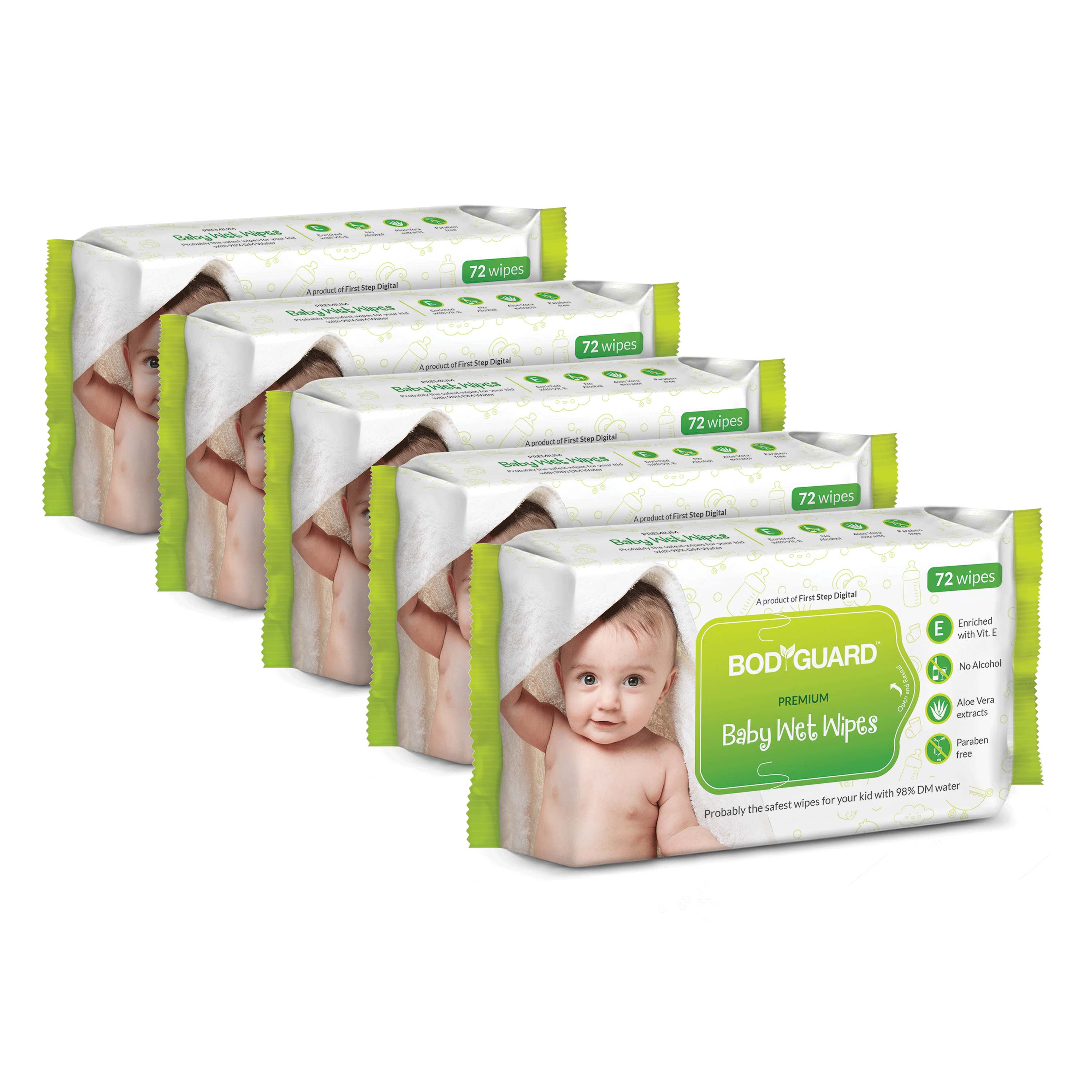 BodyGuard Baby Wet Wipes with Aloe Vera - 72 Wipes - Pee Buddy