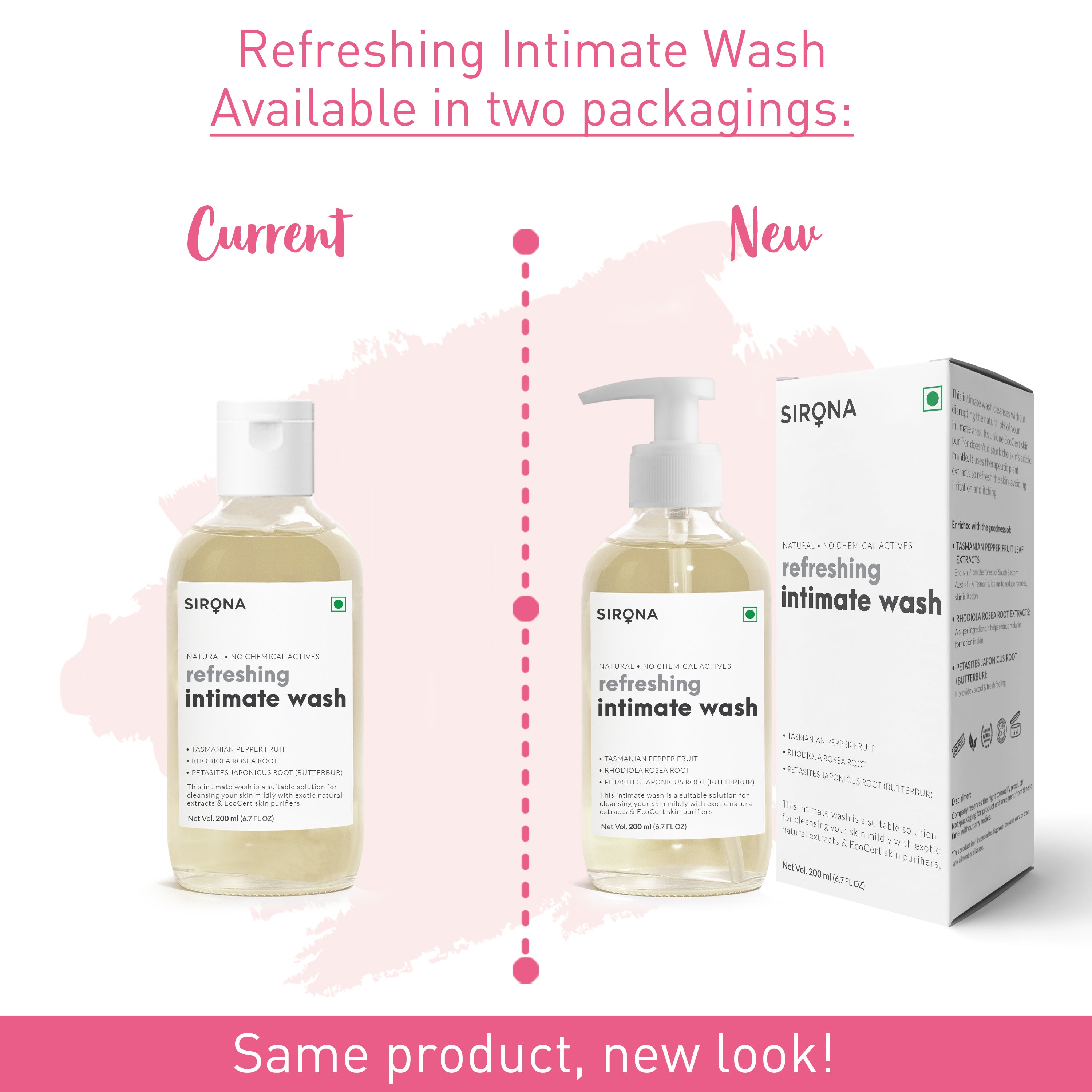 Sirona Natural Intimate Wash - with 5 Magical Herbs, Olive Oil, Tea Tree Oil & Jojoba Oil, Prevents Bad Odour, Itching & Irritation