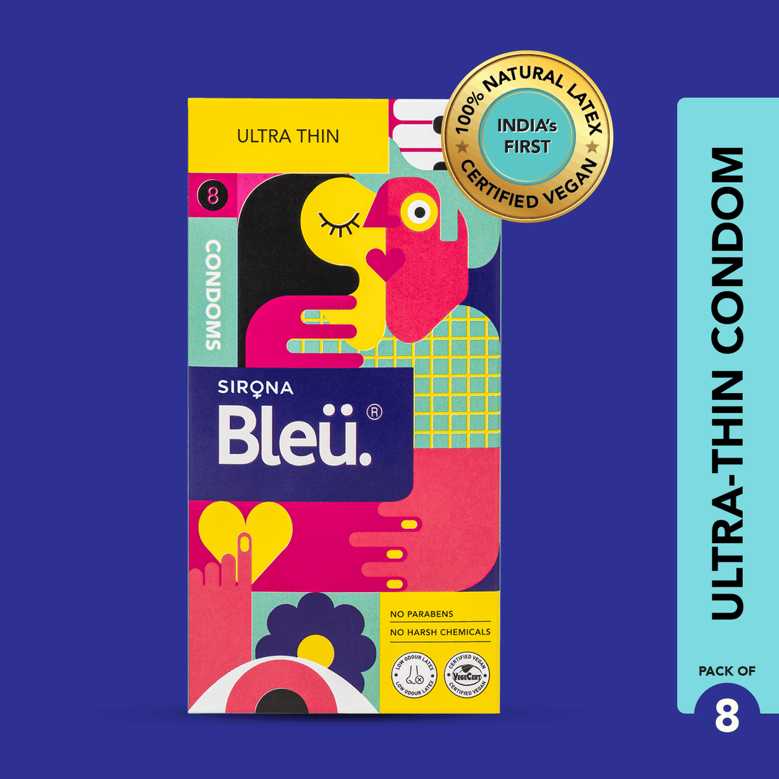 Bleu Ultra-Thin Vegan Condoms (1 Pack of 8)