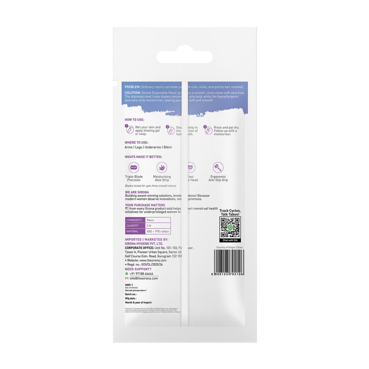 Aloe Boost Twin Blade Disposable Razor