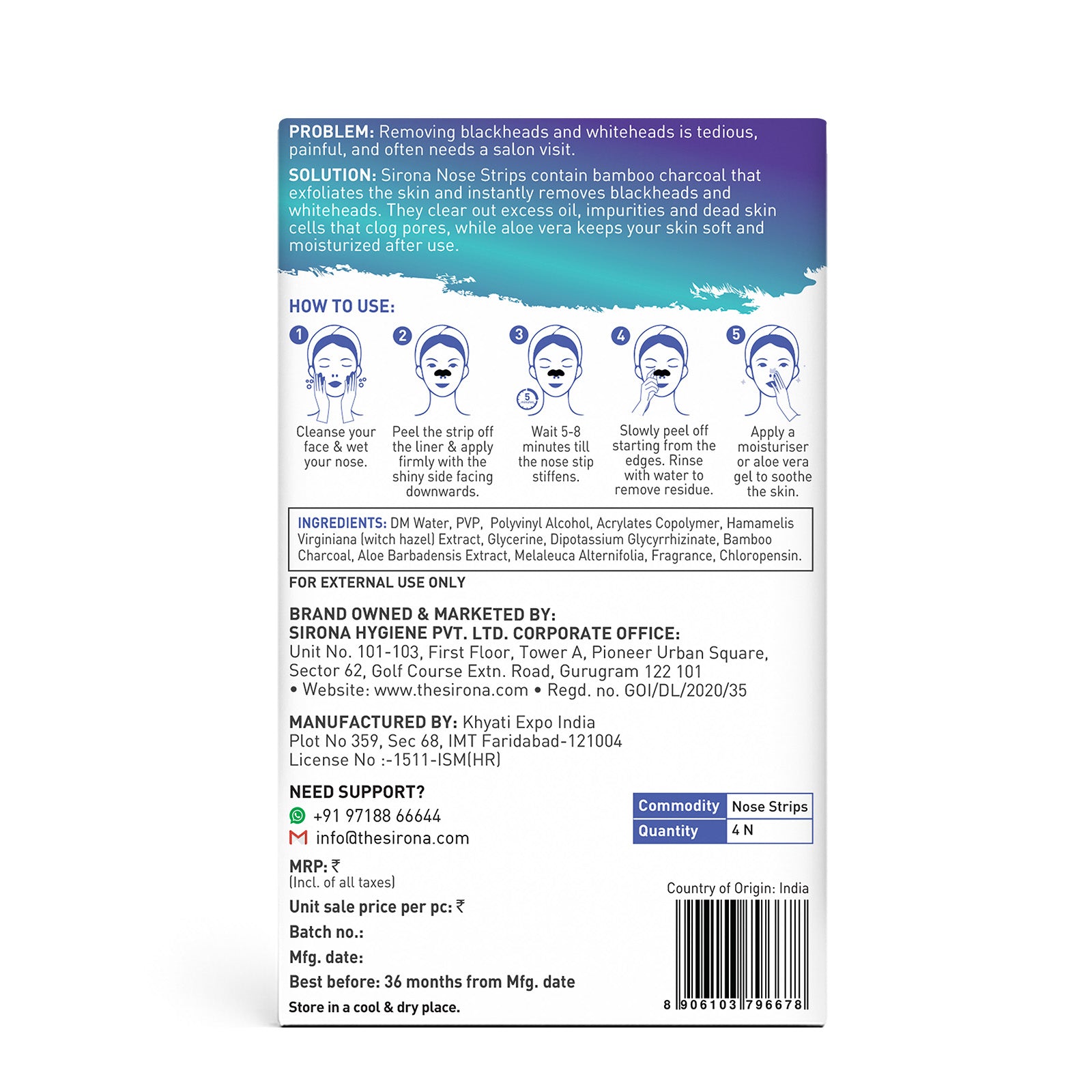 Bamboo Charcoal Nose Strips