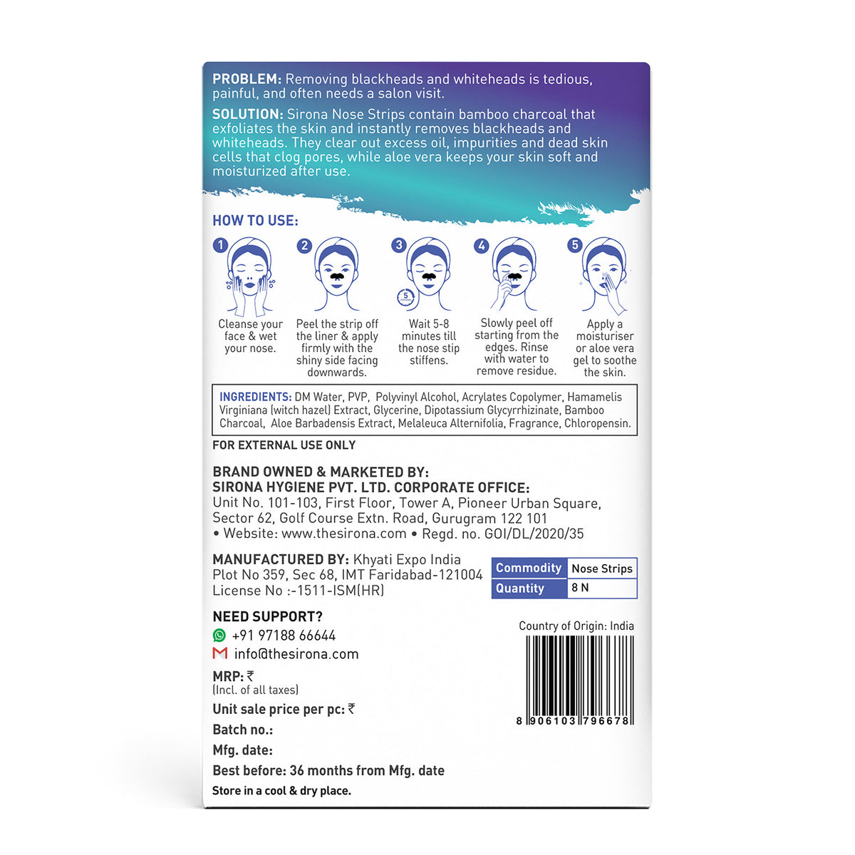 Bamboo Charcoal Nose Strips ( 1 Pack of 8 )