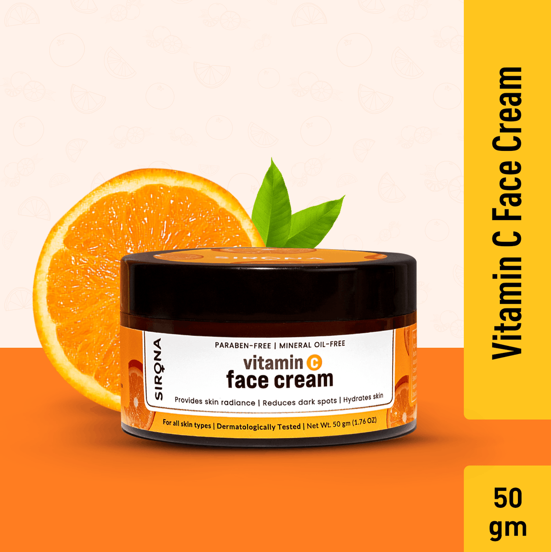 Sirona Vitamin C Face Cream | Daily Vitamin C Cream for Radiant &amp; Even toned Skin, Reduces Dark Spots, For All Skin Types, Paraben Free - (50 gm)