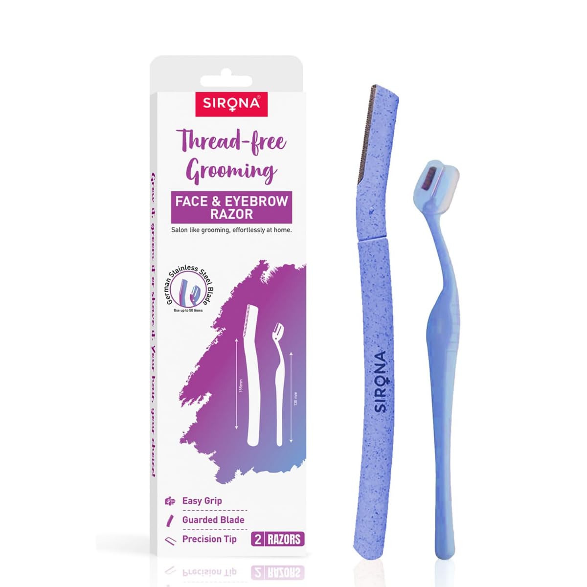 Sirona Reusable Eyebrow & Face Razor For Women - 2 R