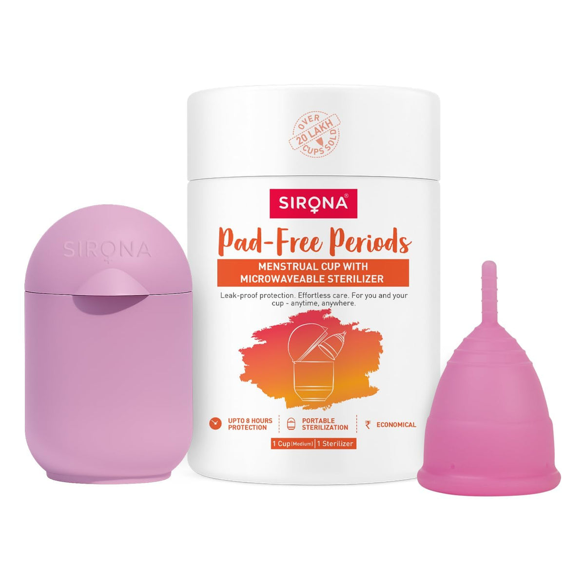 Menstrual cup with Sirona packaging 
