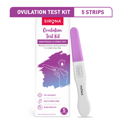 Sirona ovulation test kit with packaging on a white background