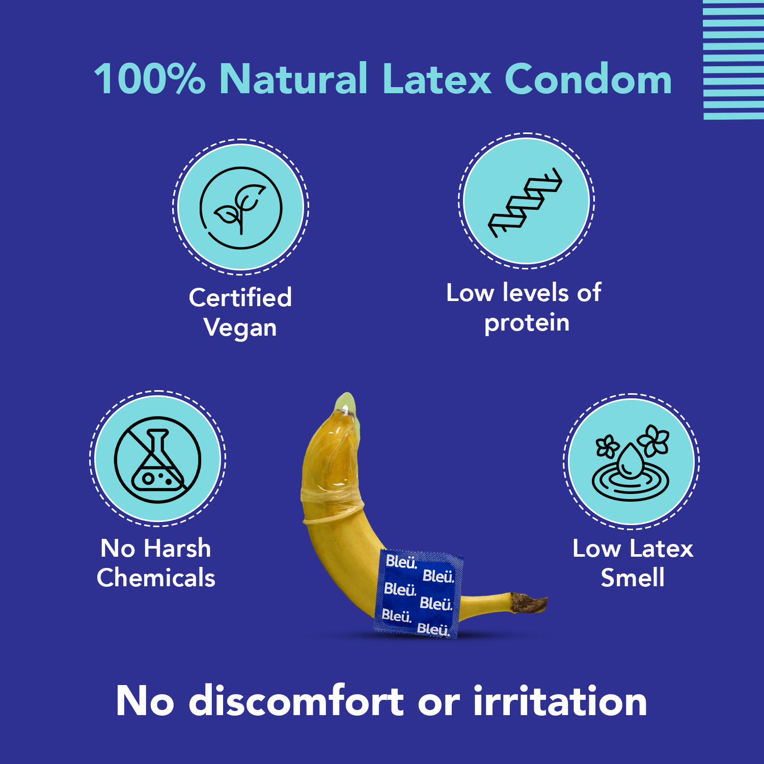 3 In 1 Condoms (Pack of 8) | Ribbed &amp; Dotted Condoms with Natural Latex for Extra Sensitive Skin, No Fragrance &amp; Chemical Free