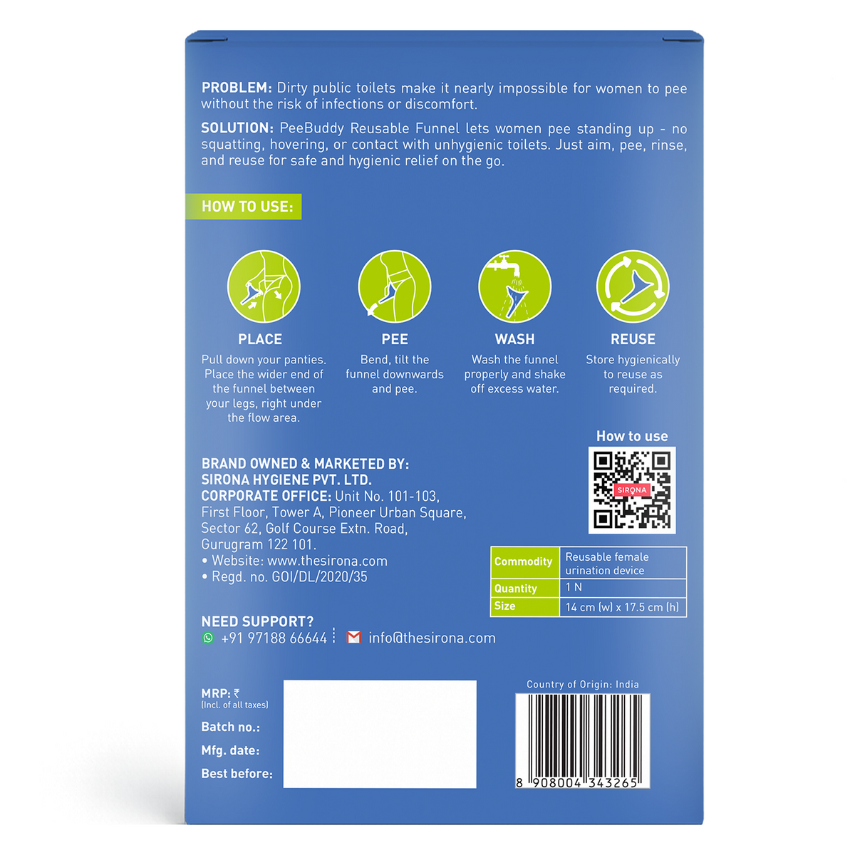 PeeBuddy Reusable Female Urination Device (1 Pack of 1 Device)