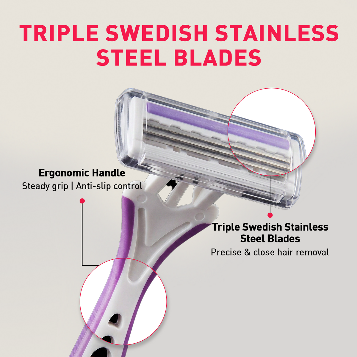 Sirona Aloe Boost Triple Blade Disposable Razor with Aloe Vera Strip and Swedish Stainless Steel Blades
