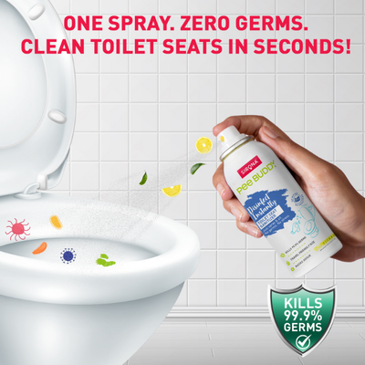 Hand holding a spray bottle labeled &