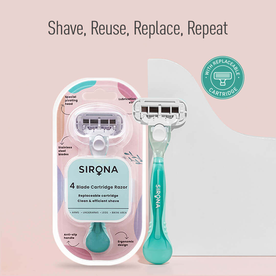 Sirona 4 Blade Resuable Cartridge Razor | Hair Removal Razor For Women, Reusable Cartridge, Potable &amp; Travel friendly cartridge razor (Pack of 1)