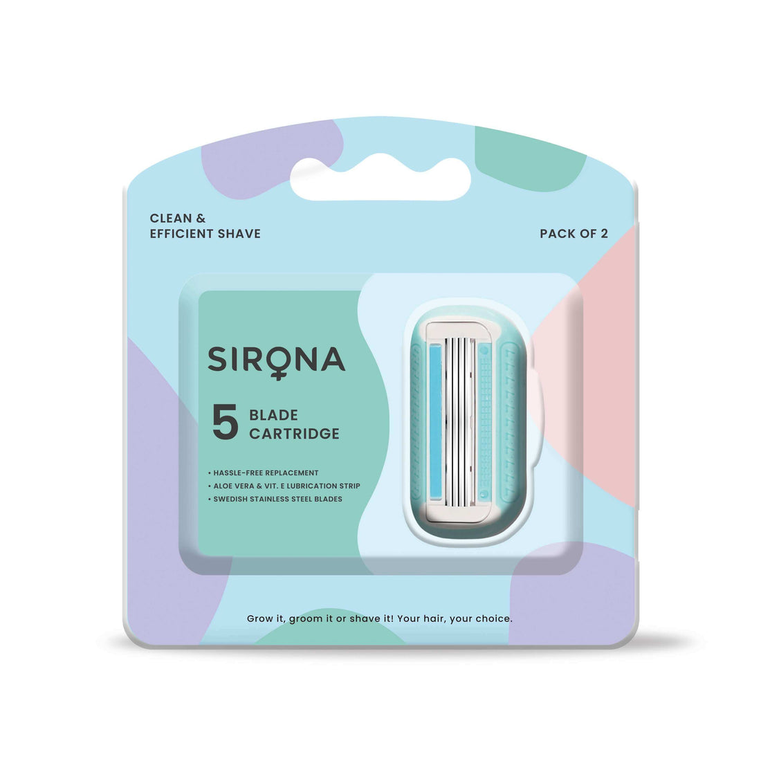 Sirona 5 Blade Cartridge Blades | Replacable Cartridge Blade for Women Razors, Stainless Steel Blade for Hair Removal from Arms, Underarms, Bikini area &amp; Legs (Pack of 2)