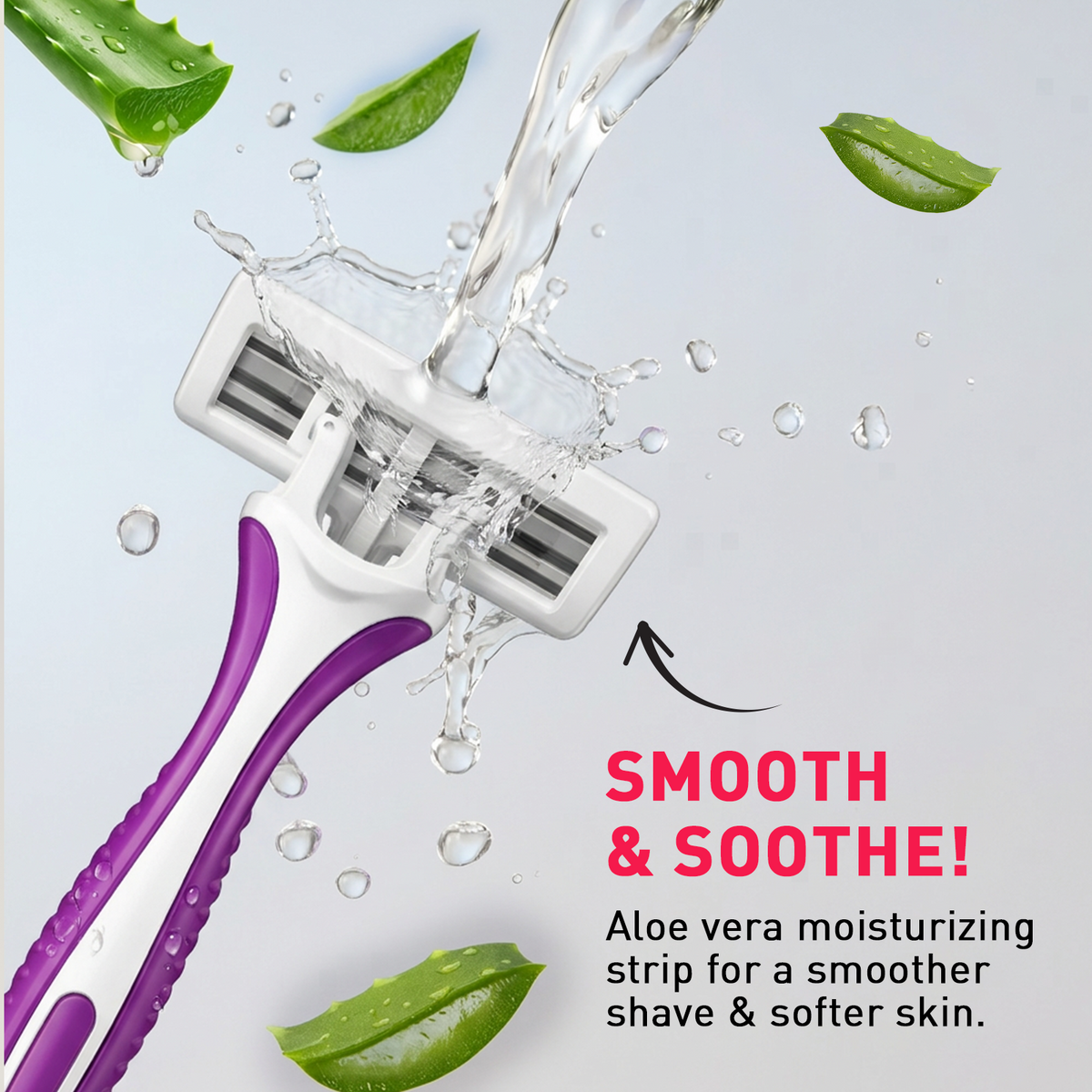 Sirona Aloe Boost Triple Blade Disposable Razor with Aloe Vera Strip and Swedish Stainless Steel Blades