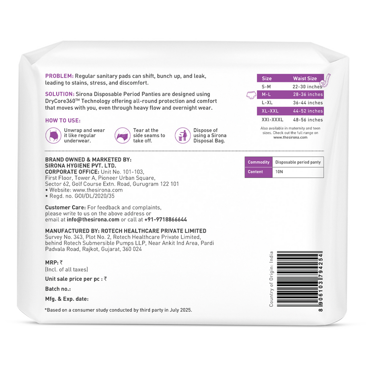 Disposable Period Panties for Women