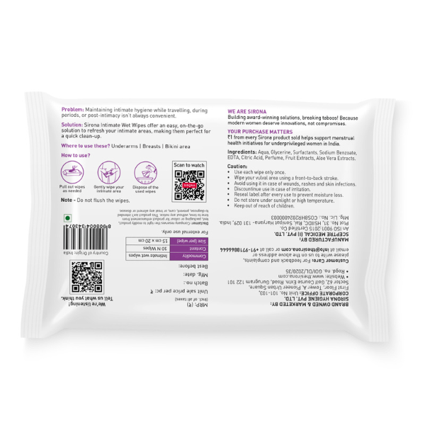 Intimate Wet Wipes (1 Pack of 10 Wipes)