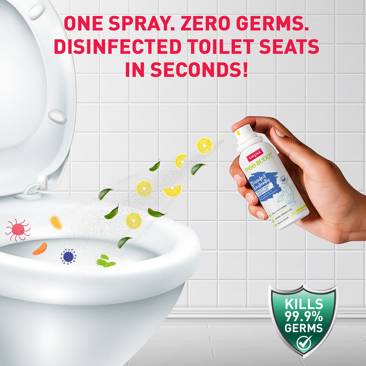 PeeBuddy Toilet Seat Sanitizer (Pack of 3) - 30 ml