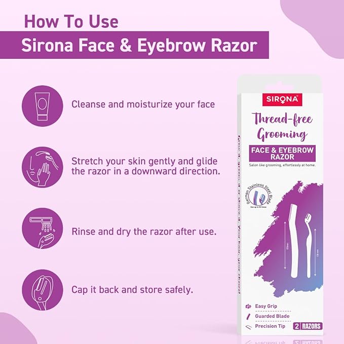 Reusable Eyebrow &amp; Face Razor for Women - 2 Razors