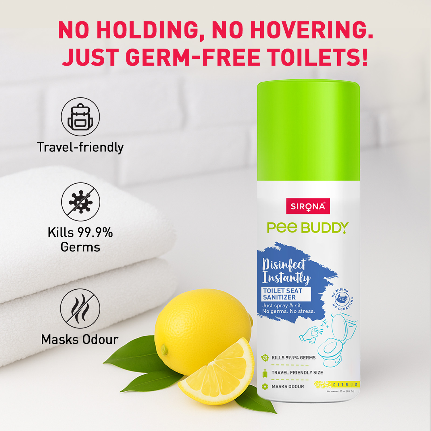 PeeBuddy Toilet Seat Sanitizer (Pack of 3) - 30 ml