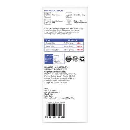 Sirona Regular Flow Tampons