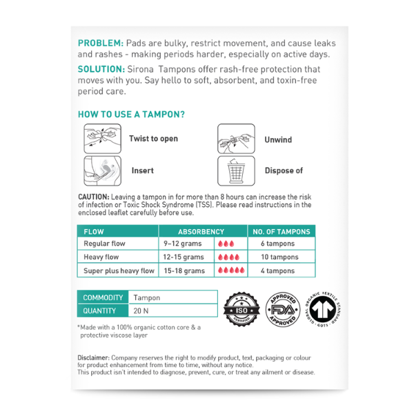 Sirona Mixed Flow Tampons (Pack of 20)