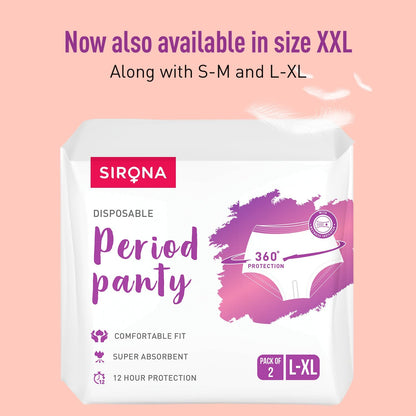 Disposable Period Panties for Women - (L-XL) | Comfortable Fit, Super Absorbent, 360-Degree Protection, Leakproof - Pack of 2