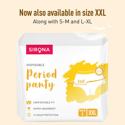 Disposable Period Panties for Women | Comfortable Fit, Super Absorbent, 360-Degree Protection, Leakproof, 12 Hour Protection - Pack of 5