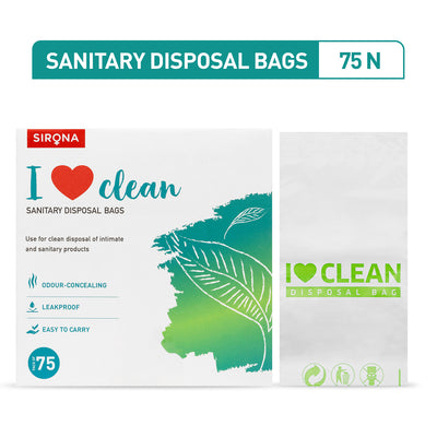 Sirona Oxo-Biodegradable Sanitary and Diaper Disposal Bags, Leak-Proof &amp; Tamper-Proof (Pack of 75 Bags)