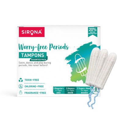 Mixed Pack – Digital Tampons (3 Regular+ + 3 Heavy+ + 2 Super+) – Pack of 8