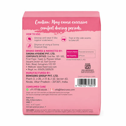 Sirona Disposable Period Panties Comfort+  L-XL pack of 5