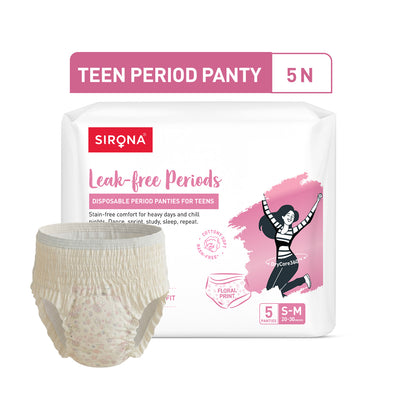 Sirona Disposable Teens Period Pants – Pack of 5, Ultra-Soft Leak-Proof Protection