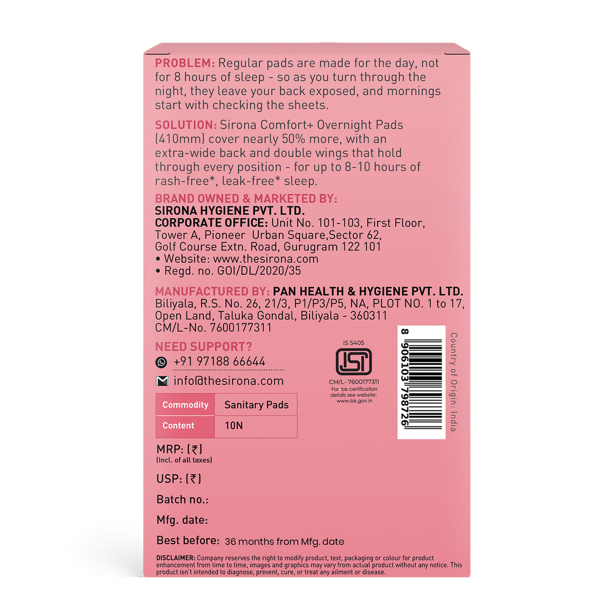 Comfort+ Sanitary Pads - P10 (360mm | XXL+)
