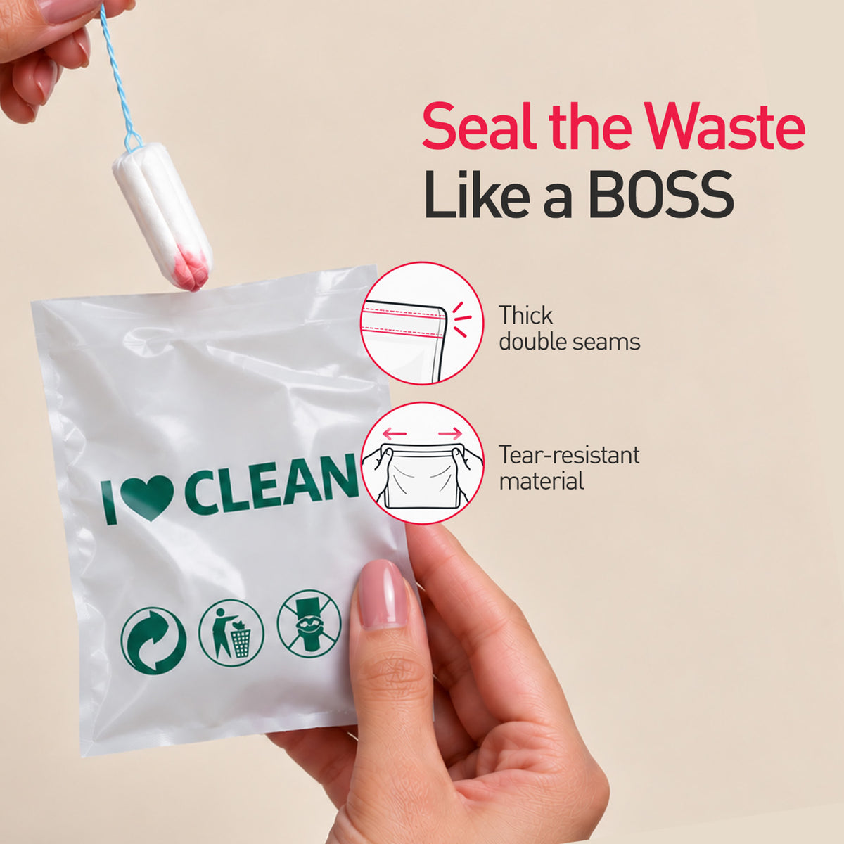Condoms and Tampons Disposable Bags (1 Pack of 50 Bags)