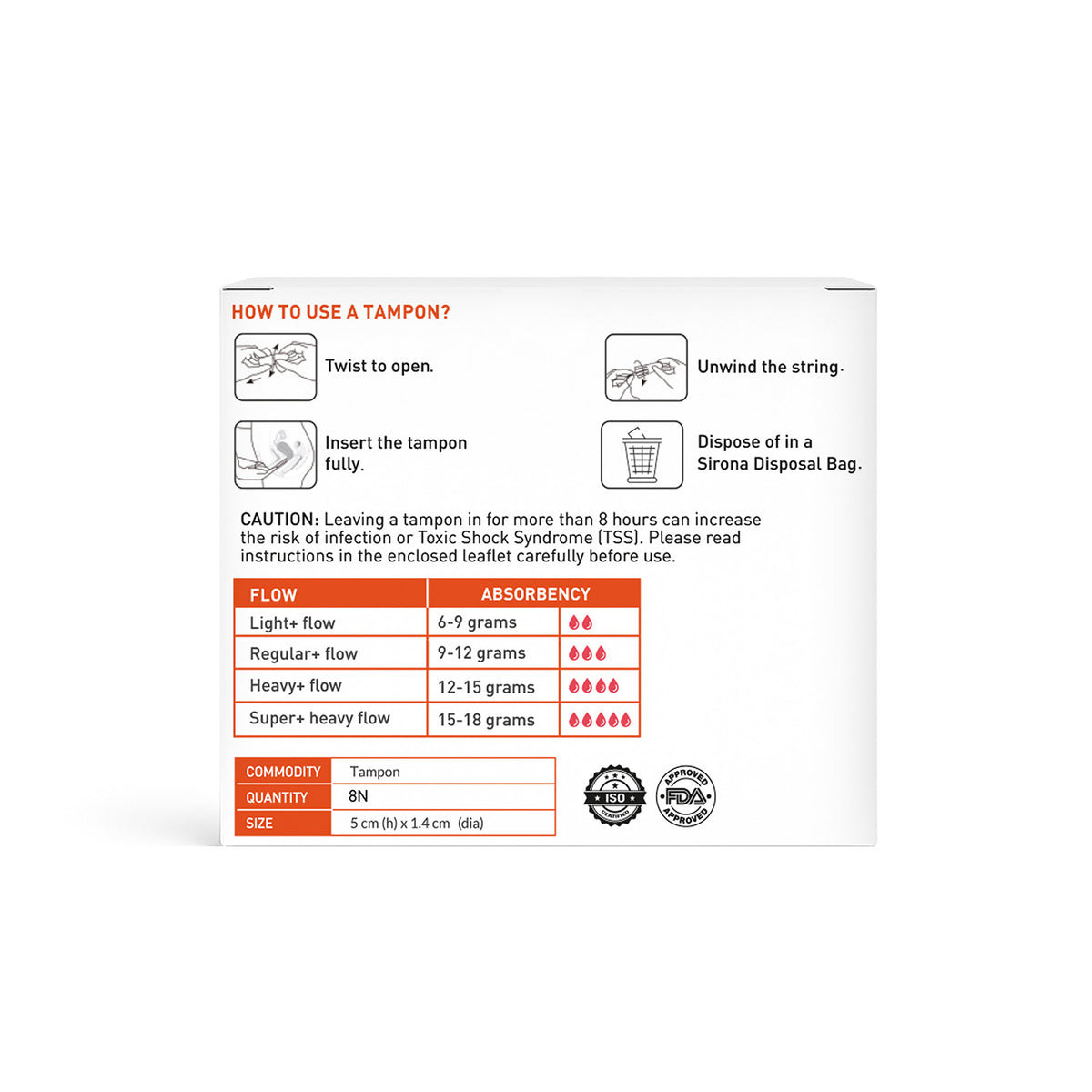 Digital Tampon Heavy + Flow (Pack of 8)