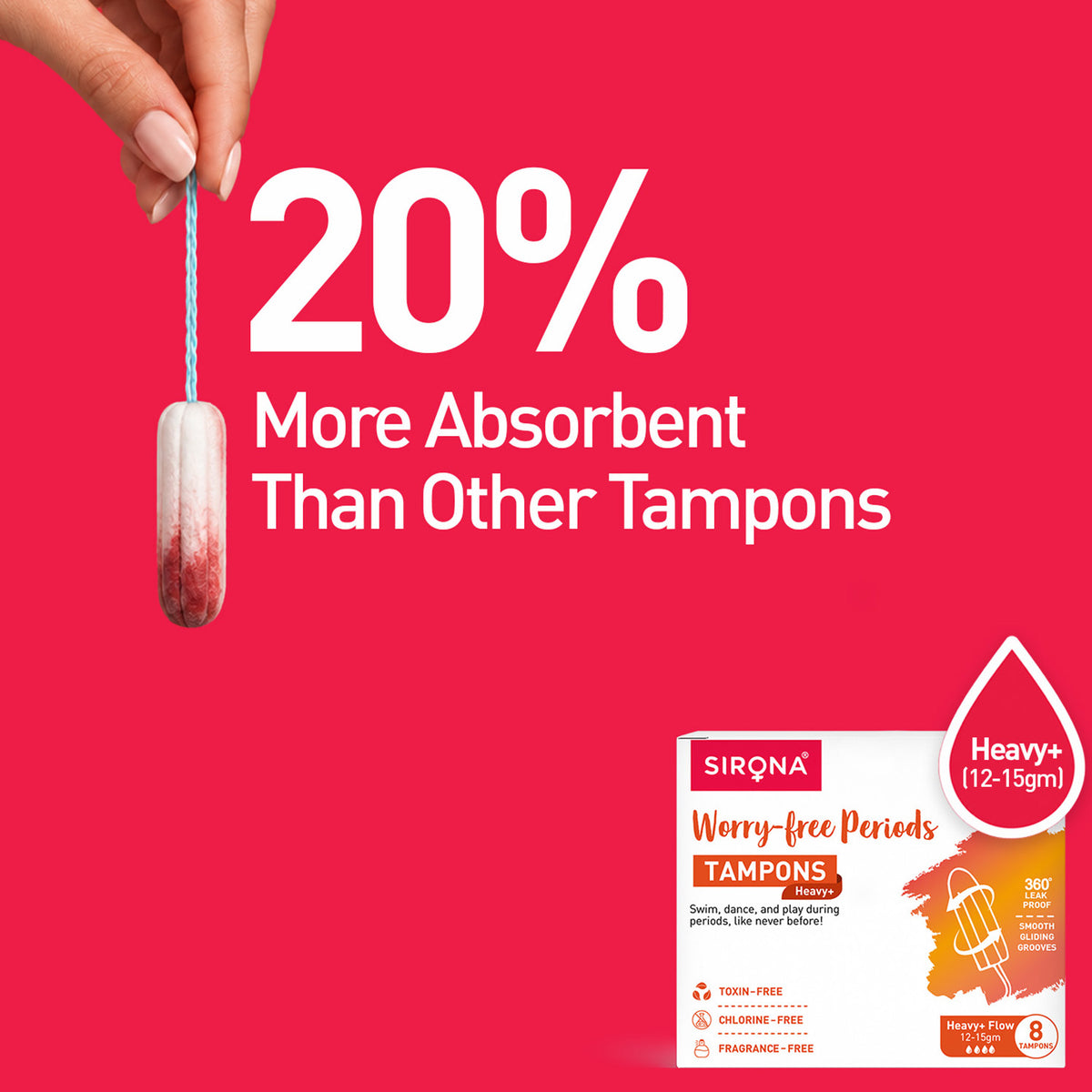 Digital Tampon Heavy + Flow (Pack of 8)